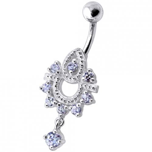 Dangling Frog Jeweled SS Curved Bar Belly Ring Body Jewelry - Monster Piercing