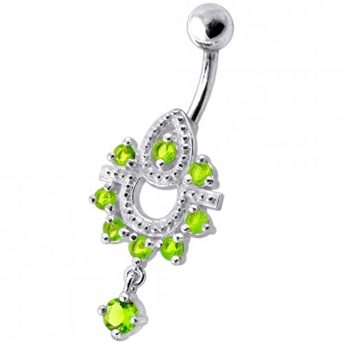 Dangling Frog Jeweled SS Curved Bar Belly Ring Body Jewelry - Monster Piercing