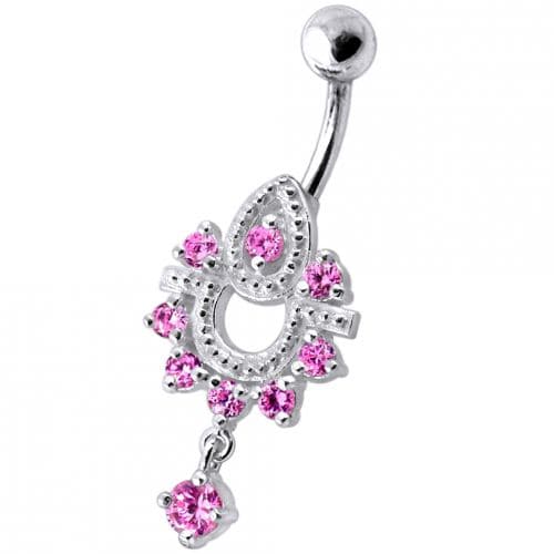 Dangling Frog Jeweled SS Curved Bar Belly Ring Body Jewelry - Monster Piercing