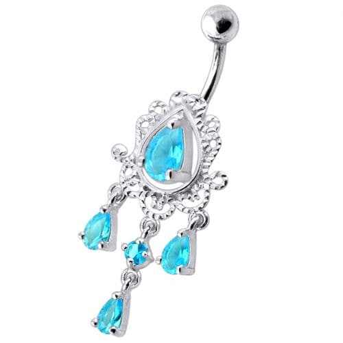 14 Gauge Dangling Jeweled Designer Belly Ring - Monster Piercing