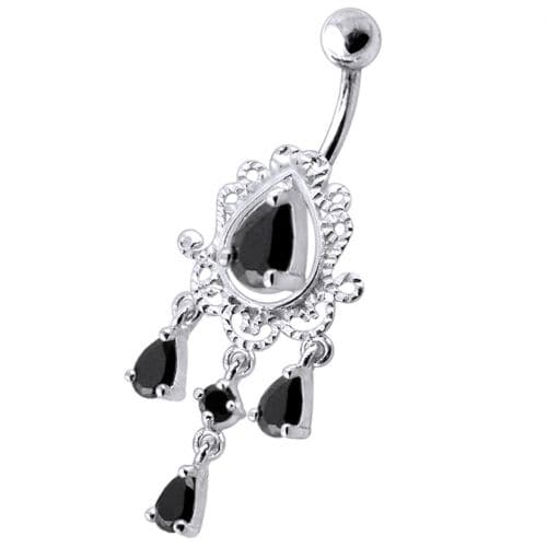 14 Gauge Dangling Jeweled Designer Belly Ring - Monster Piercing