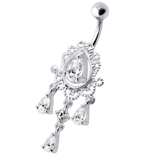 14 Gauge Dangling Jeweled Designer Belly Ring - Monster Piercing