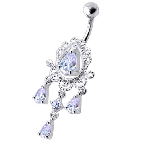 14 Gauge Dangling Jeweled Designer Belly Ring - Monster Piercing