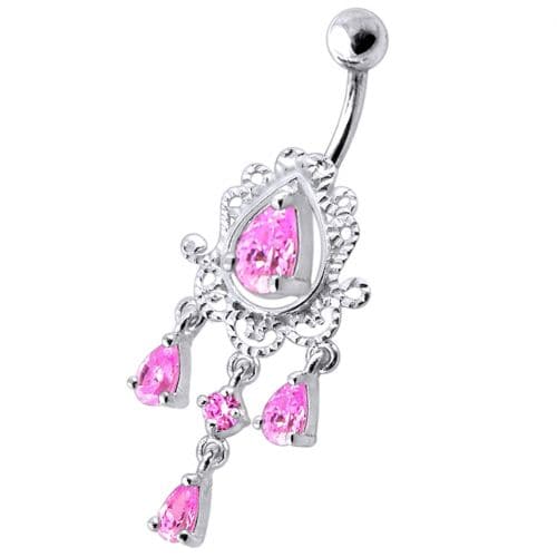 14 Gauge Dangling Jeweled Designer Belly Ring - Monster Piercing