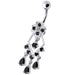 925 Sterling Silver Dangling Jeweled Designer Banana Bar Belly Ring - Monster Piercing