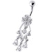 925 Sterling Silver Dangling Jeweled Designer Banana Bar Belly Ring - Monster Piercing