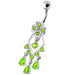 925 Sterling Silver Dangling Jeweled Designer Banana Bar Belly Ring - Monster Piercing