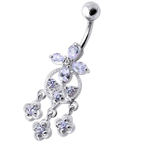 Dangling Flower Navel Ring - Monster Piercing