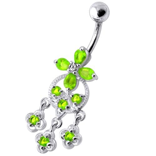 Dangling Flower Navel Ring - Monster Piercing