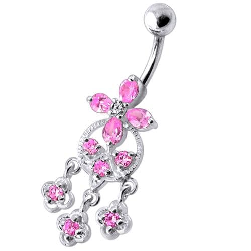 Dangling Flower Navel Ring - Monster Piercing