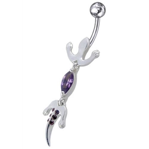 Jeweled Lizard Dangling Belly Ring - Monster Piercing