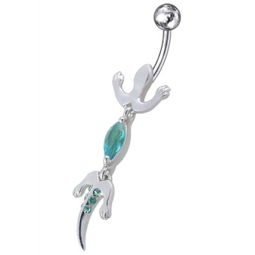 Jeweled Lizard Dangling Belly Ring - Monster Piercing