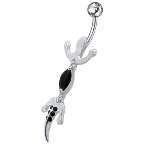 Jeweled Lizard Dangling Belly Ring - Monster Piercing