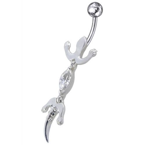 Jeweled Lizard Dangling Belly Ring - Monster Piercing