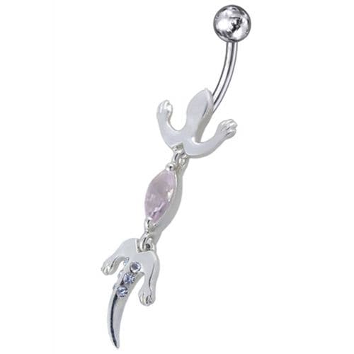 Jeweled Lizard Dangling Belly Ring - Monster Piercing