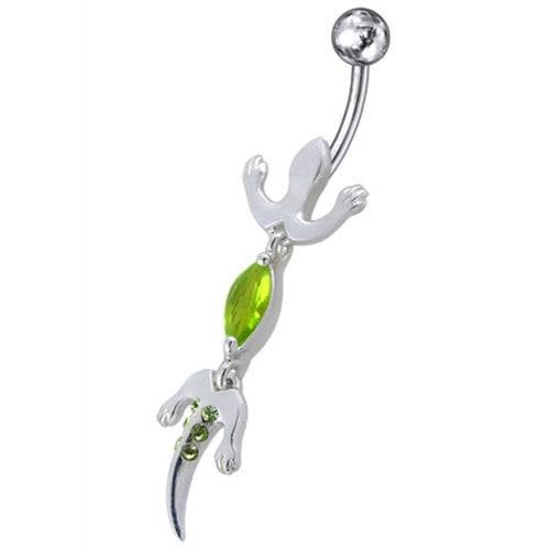 Jeweled Lizard Dangling Belly Ring - Monster Piercing