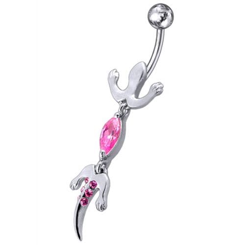 Jeweled Lizard Dangling Belly Ring - Monster Piercing