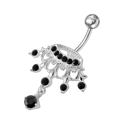 Fancy Bird Shape Dangling Jeweled Navel Ring - Monster Piercing