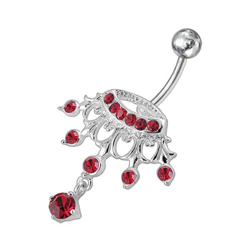 Fancy Bird Shape Dangling Jeweled Navel Ring - Monster Piercing