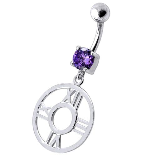 Fancy Clock Shapped Dangling jeweled Belly Ring - Monster Piercing