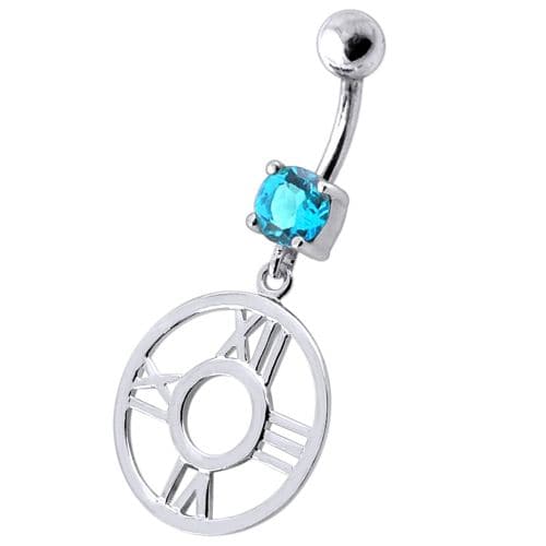 Fancy Clock Shapped Dangling jeweled Belly Ring - Monster Piercing