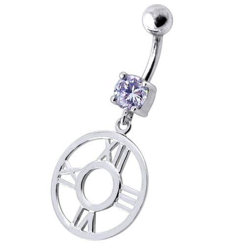 Fancy Clock Shapped Dangling jeweled Belly Ring - Monster Piercing