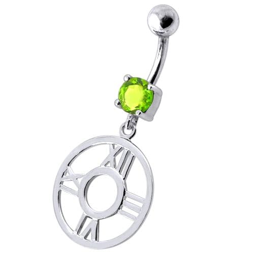 Fancy Clock Shapped Dangling jeweled Belly Ring - Monster Piercing