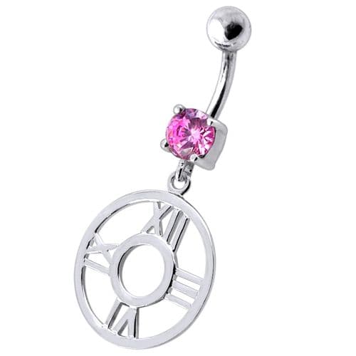 Fancy Clock Shapped Dangling jeweled Belly Ring - Monster Piercing