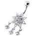 925 Sterling Silver Dangling Jeweled SS Banana Belly Ring - Monster Piercing