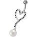 Jeweled Heart with Pearl Dangling Belly Ring - Monster Piercing