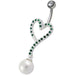 Jeweled Heart with Pearl Dangling Belly Ring - Monster Piercing