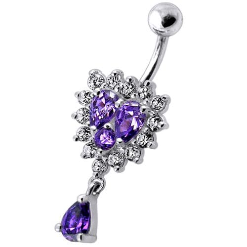 14G Fancy Dangling jeweled SS Navel Ring Body Jewelry - Monster Piercing