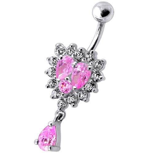 14G Fancy Dangling jeweled SS Navel Ring Body Jewelry - Monster Piercing