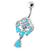 Fancy Royal Dangling Multi Jeweled Navel Ring - Monster Piercing