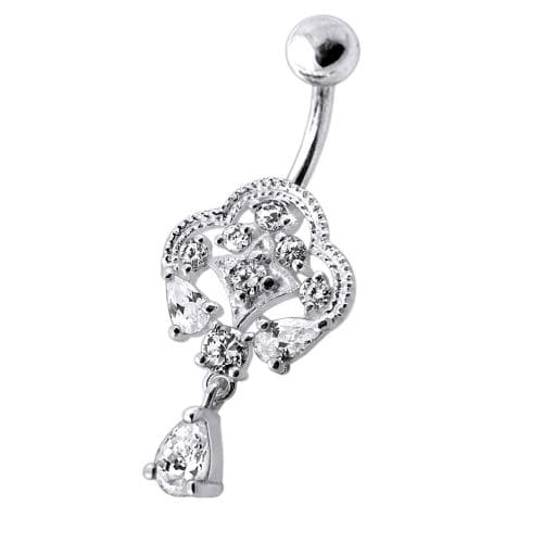 Fancy Royal Dangling Multi Jeweled Navel Ring - Monster Piercing