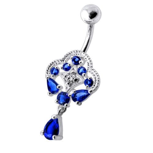 Fancy Royal Dangling Multi Jeweled Navel Ring - Monster Piercing