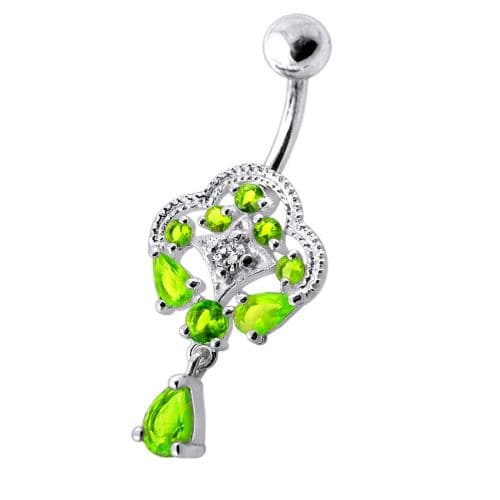 Fancy Royal Dangling Multi Jeweled Navel Ring - Monster Piercing