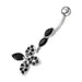 Fancy Silver Dangling Jeweled SS Curved Belly Ring - Monster Piercing