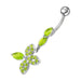 Fancy Silver Dangling Jeweled SS Curved Belly Ring - Monster Piercing