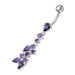 Fancy Dangling Multi Stone Studded SS Curved Belly Ring - Monster Piercing