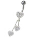 Jeweled Trible Heart Dangling Belly Ring - Monster Piercing