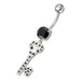 Jeweled Heart Key Dangling Belly Ring - Monster Piercing