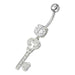 Jeweled Heart Key Dangling Belly Ring - Monster Piercing