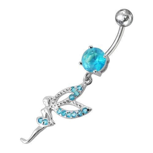 Fancy Angel shaped Dangling jeweled Belly Ring - Monster Piercing