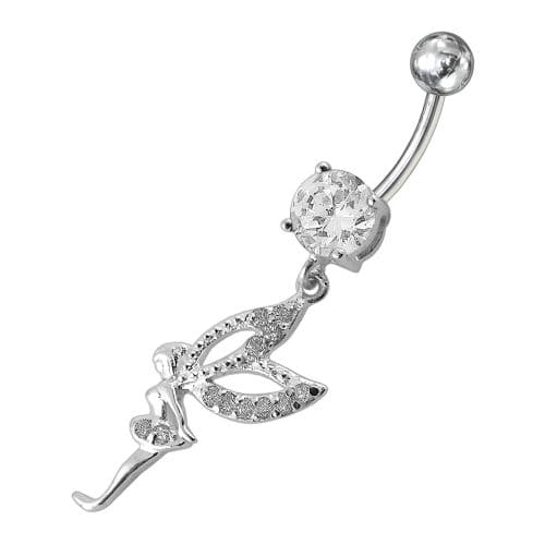 Fancy Angel shaped Dangling jeweled Belly Ring - Monster Piercing