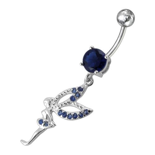 Fancy Angel shaped Dangling jeweled Belly Ring - Monster Piercing