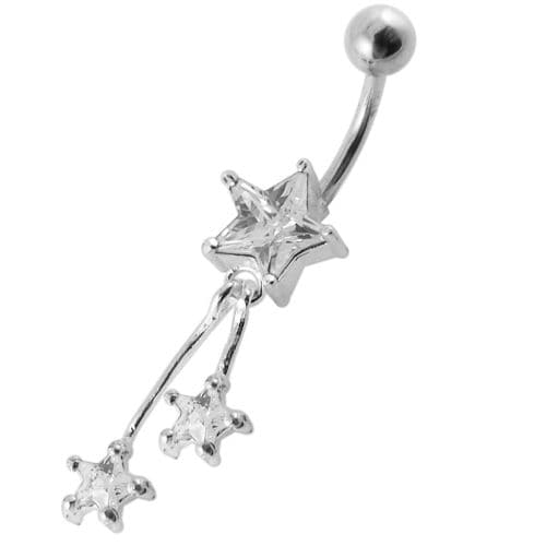 Jeweled Stars Dangling Belly Ring - Monster Piercing