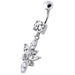 Fancy Dangling 925 Sterling Silver Jeweled Navel Ring Body Jewelry - Monster Piercing