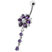 Flower Dangling Jeweled Navel Ring - Monster Piercing