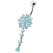 Flower Dangling Jeweled Navel Ring - Monster Piercing